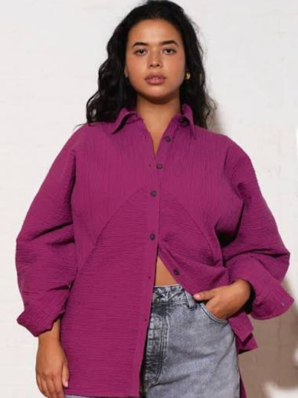 Mara Hoffman Melina Top in Textured Berry Sz 2XL Plus